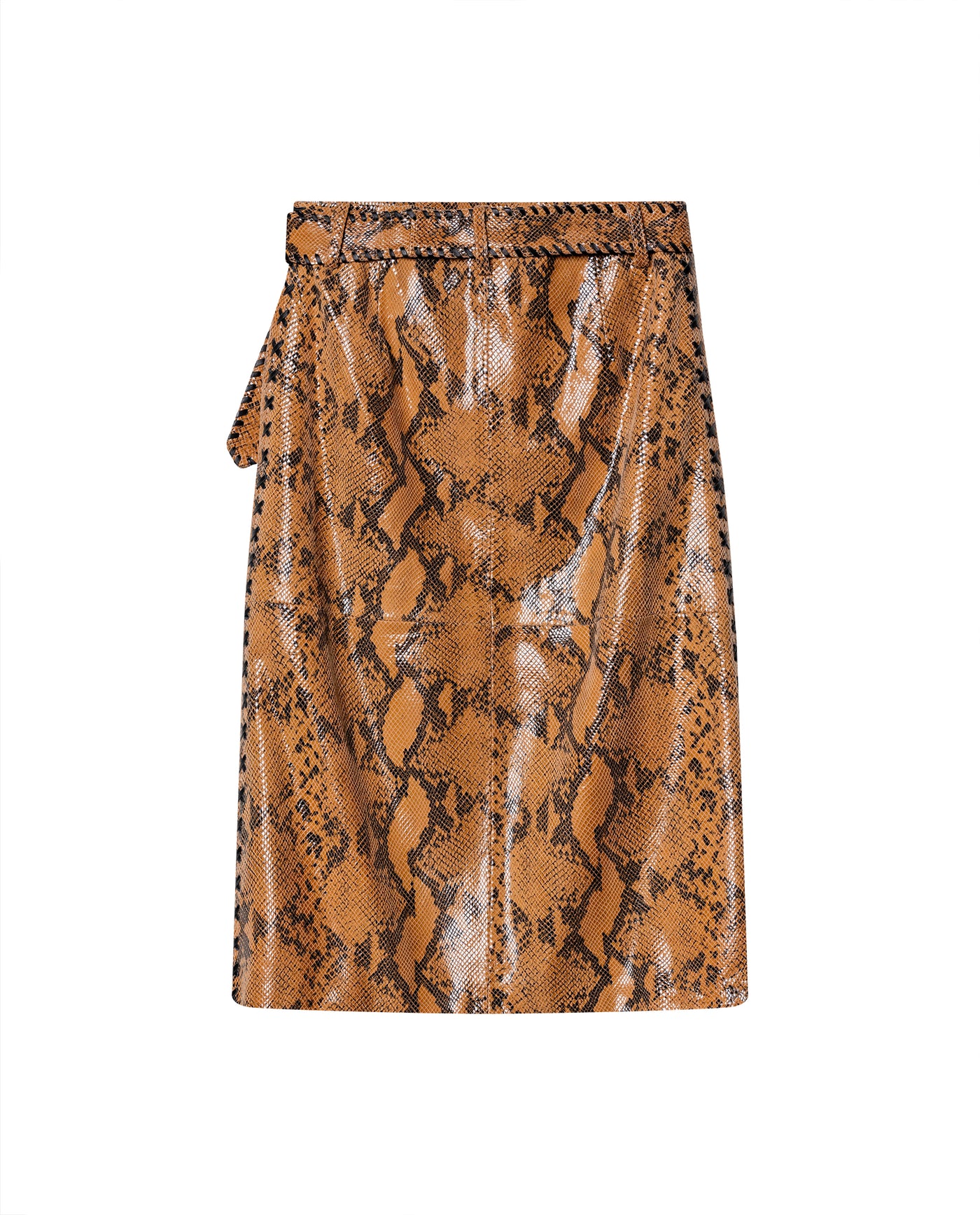 Womens Snake-Print Leather Skirt - Special Collection - Brown 63_747H500_CAF181314_8