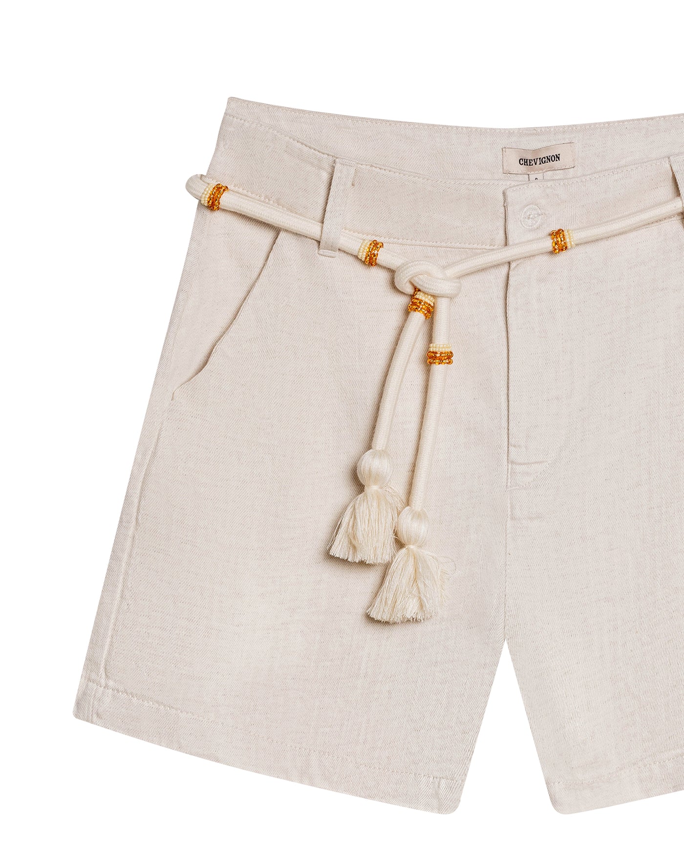 Womens Shorts Straight Silhouette High Rise Cotton Viscose Linen Blend - Beige 63_751H000_BEI124301_8