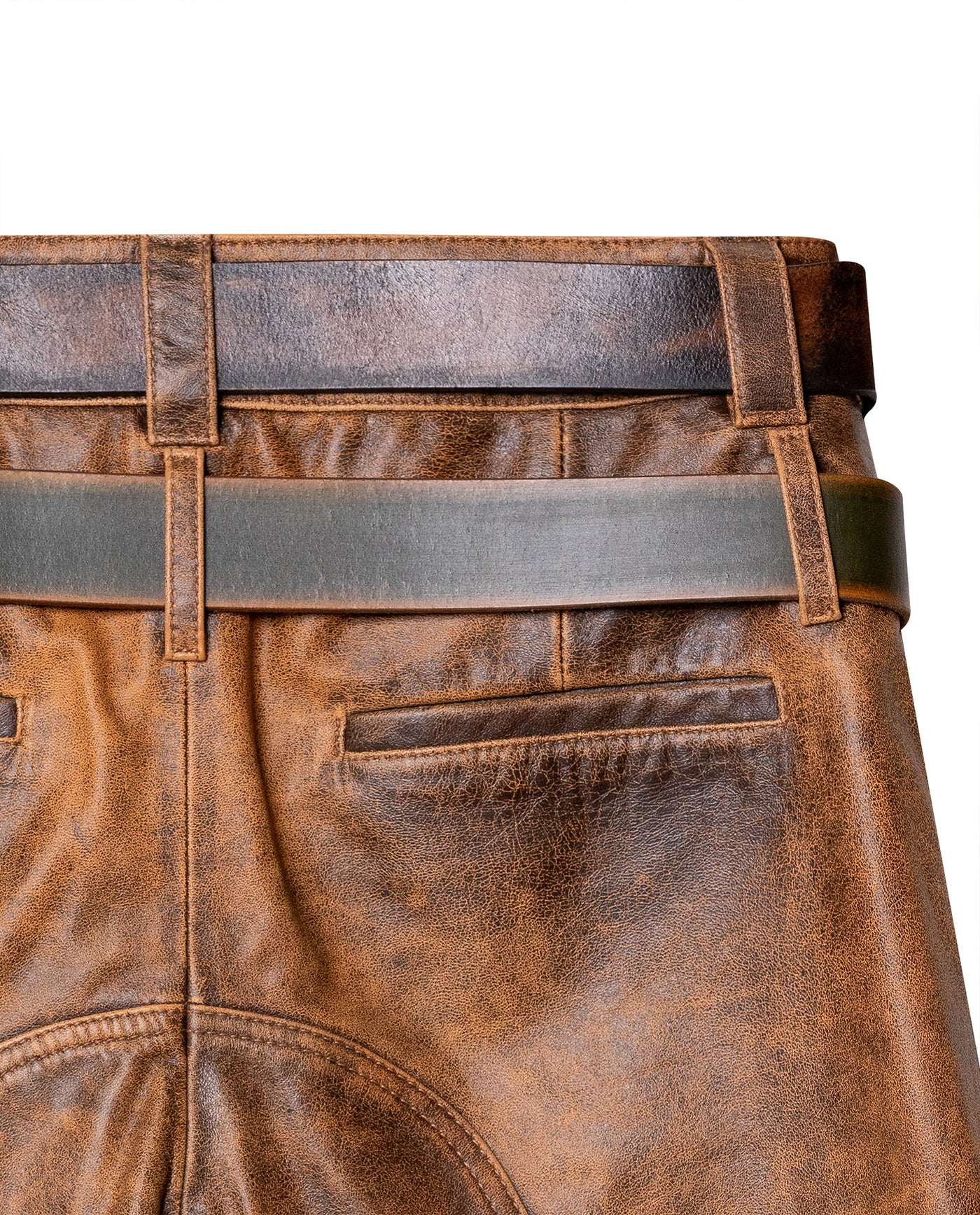 Womens Sheepskin Leather Distressed Shorts - Special Collection - Brown 63_757H503_CAF191325_8
