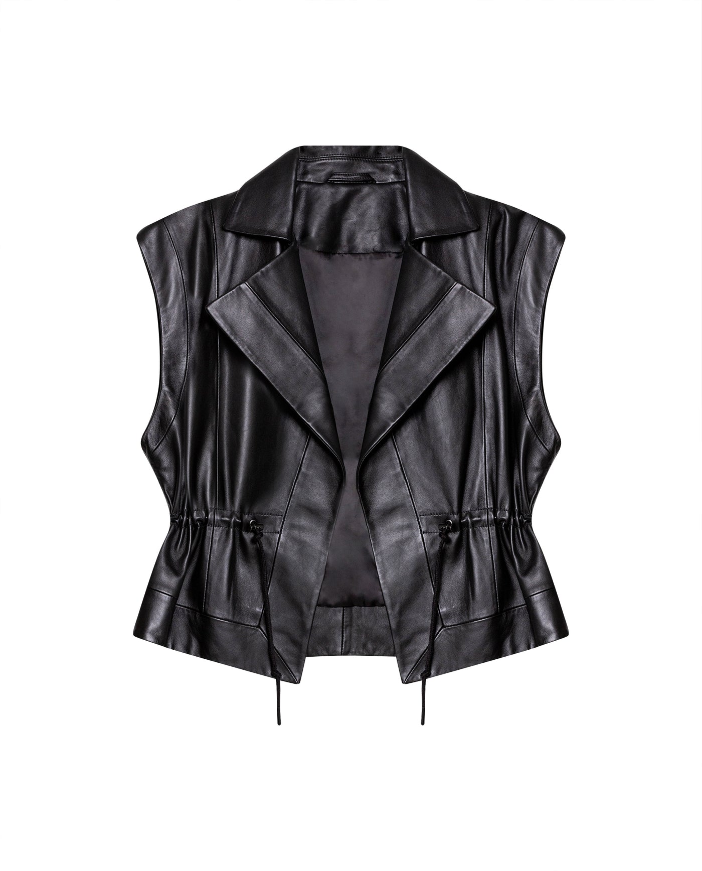 Womens Sheepskin Leather Oversized Vest - Special Collection - Black 63_767H500_NEG194007_4