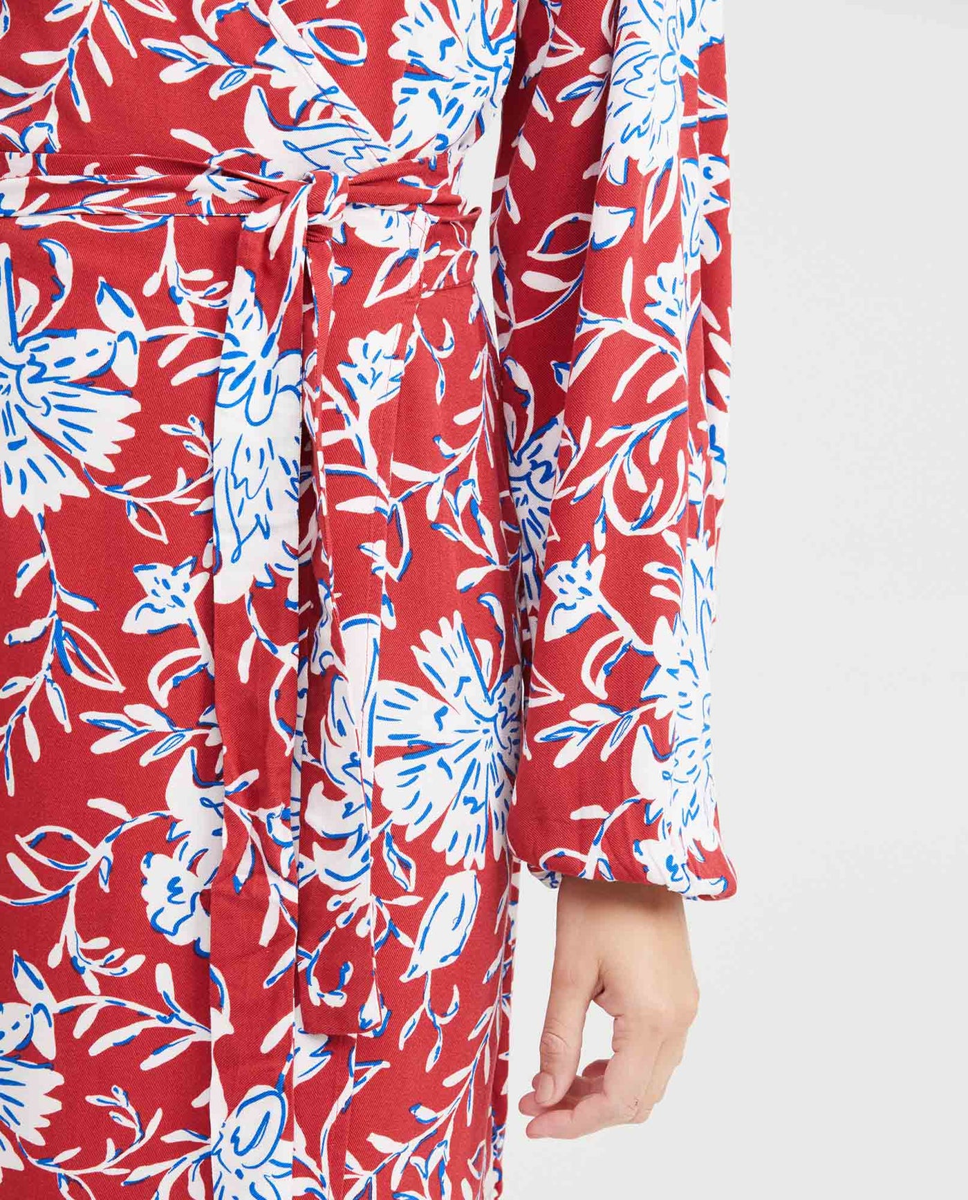 Women's Short Wrap Dress with Side Tie and Floral Maxi Print in Rayon - 3