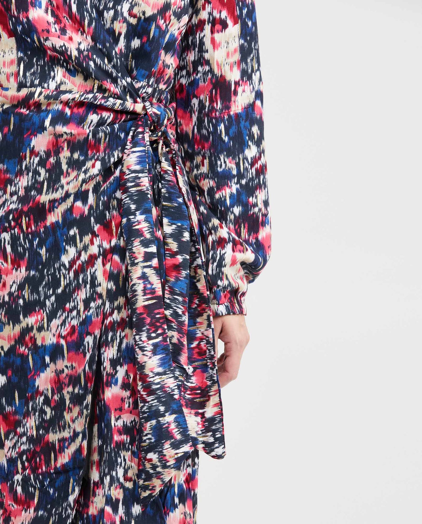 Women's Wrap-Style Maxi Dress with Spot Print and Lurex in Rayon-Lurex - 3