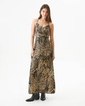 Women's Animal Print Cross-Strap Wide Maxi Dress in Viscose-Rayon Blend Nightfall
