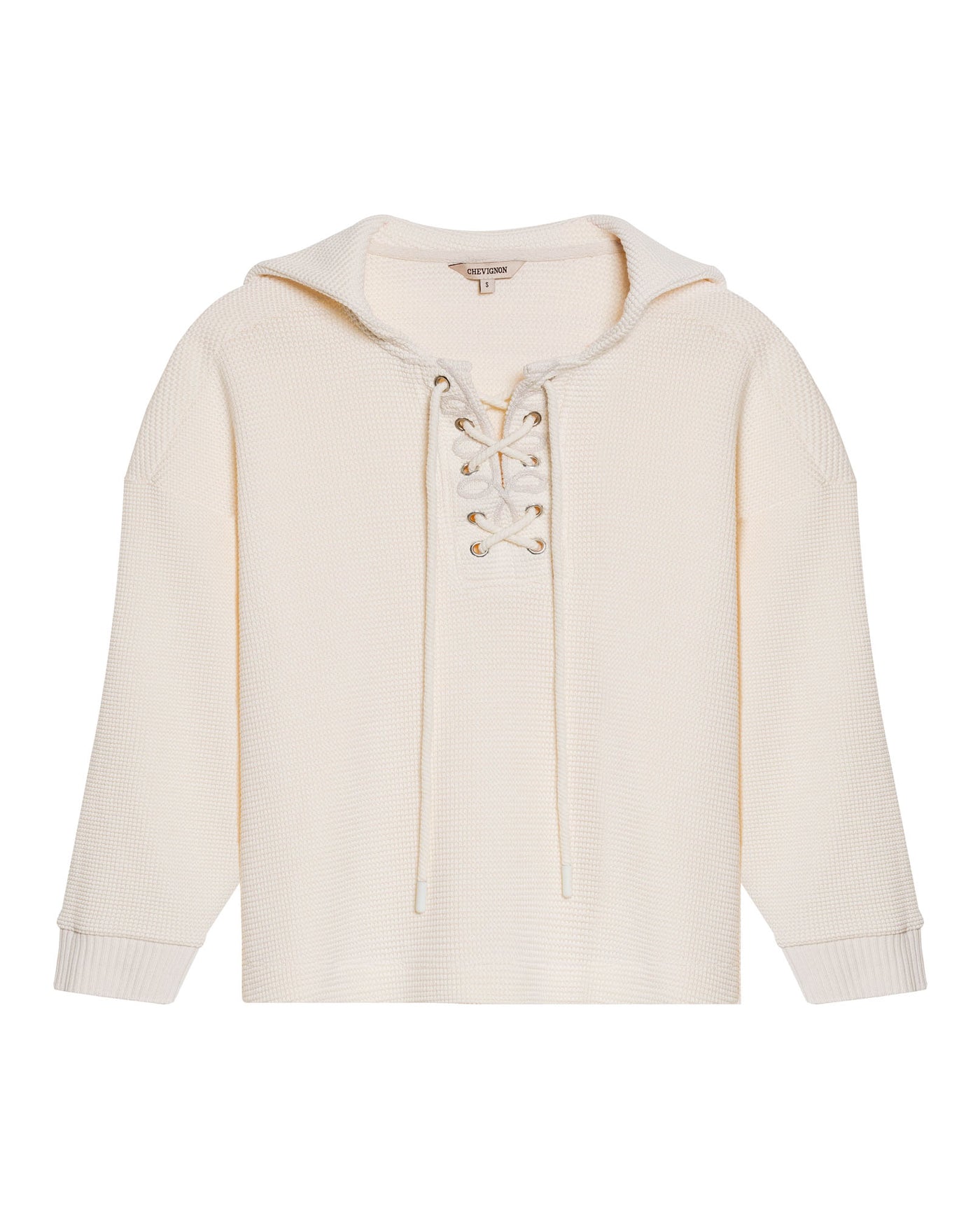 Womens Sweatshirt Closed Wide Silhouette Cotton Blend Waffle Texture - Raw 63_781H004_CRU114302_3