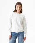 Women's Embroidered Crew Neck Sweatshirt in Cotton Stretch Blend Evening
