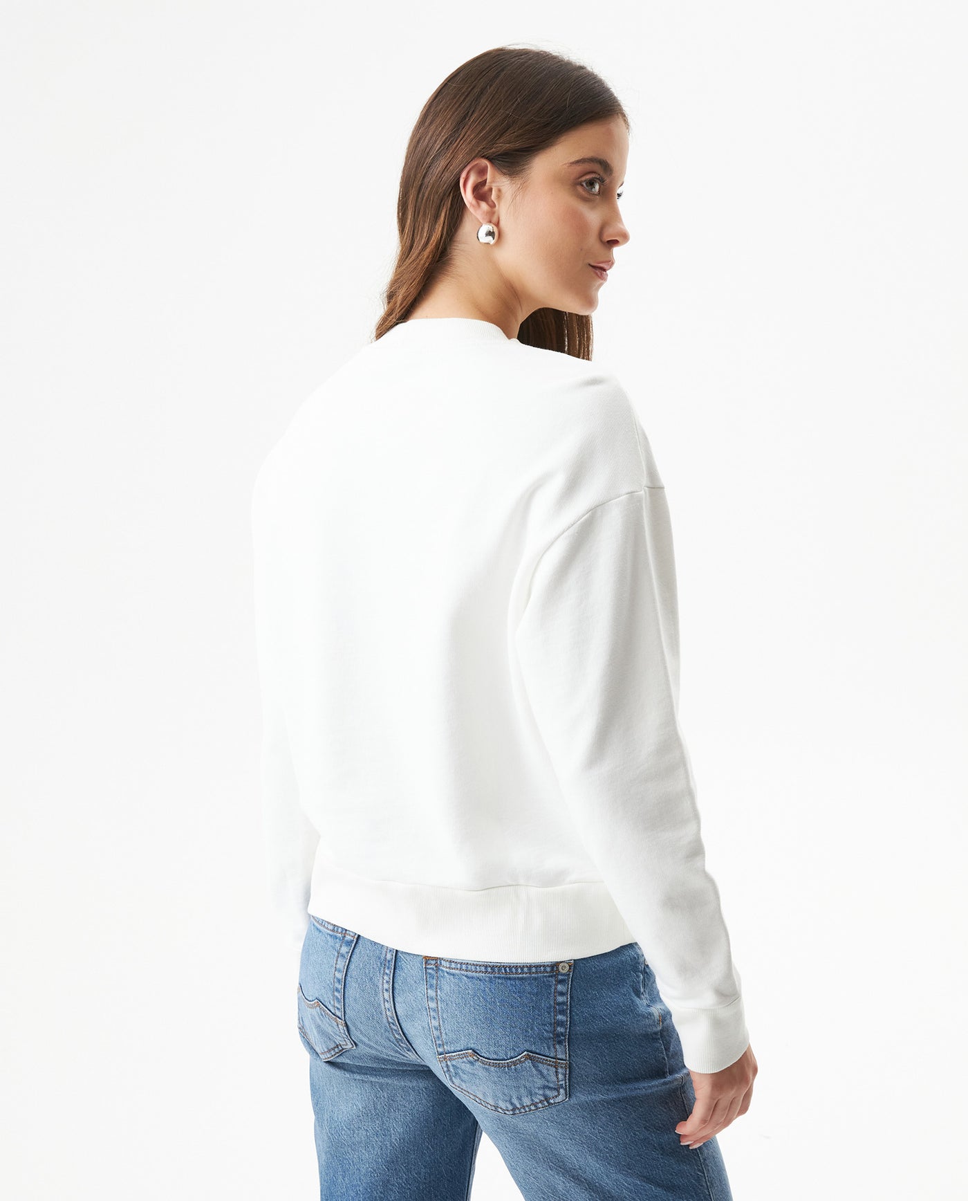 Women's Embroidered Crew Neck Sweatshirt in Cotton Stretch Blend Evening 63_789G001_CRU110606_6