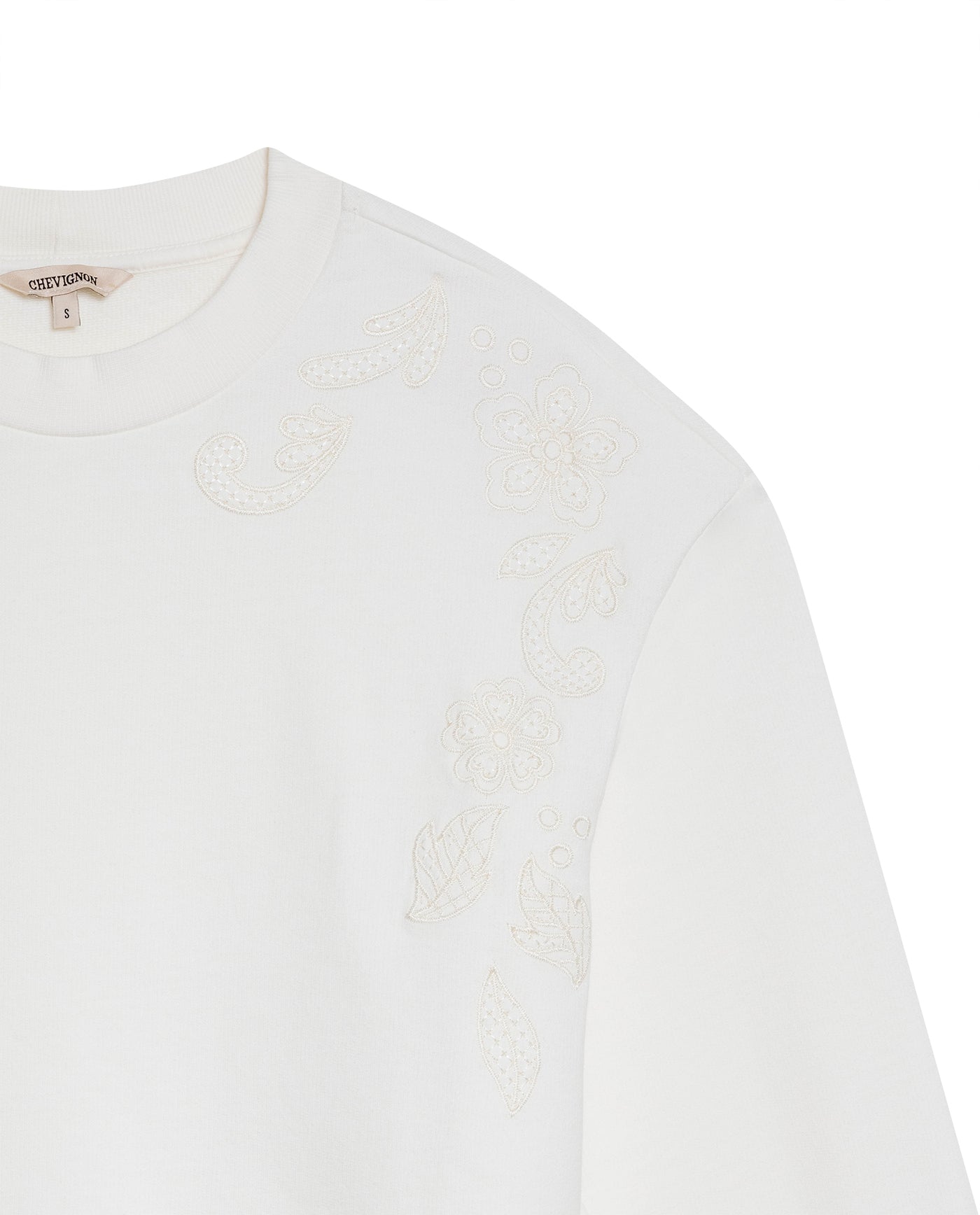 Women's Embroidered Crew Neck Sweatshirt in Cotton Stretch Blend Evening 63_789G001_CRU110606_8