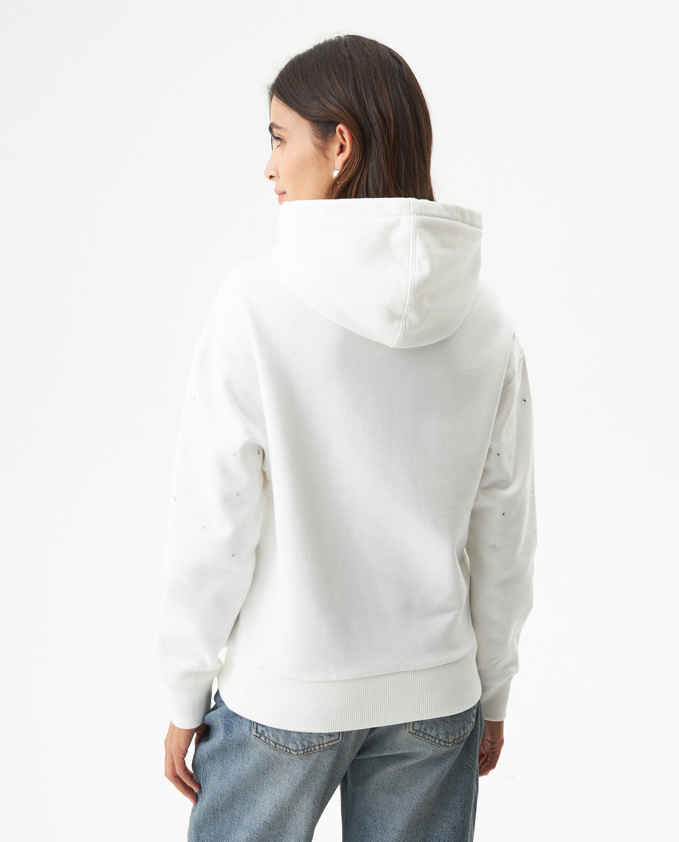 Women's Stone Accent Hooded Sweatshirt in Cotton-Polyester Blend, Ceremony - 5