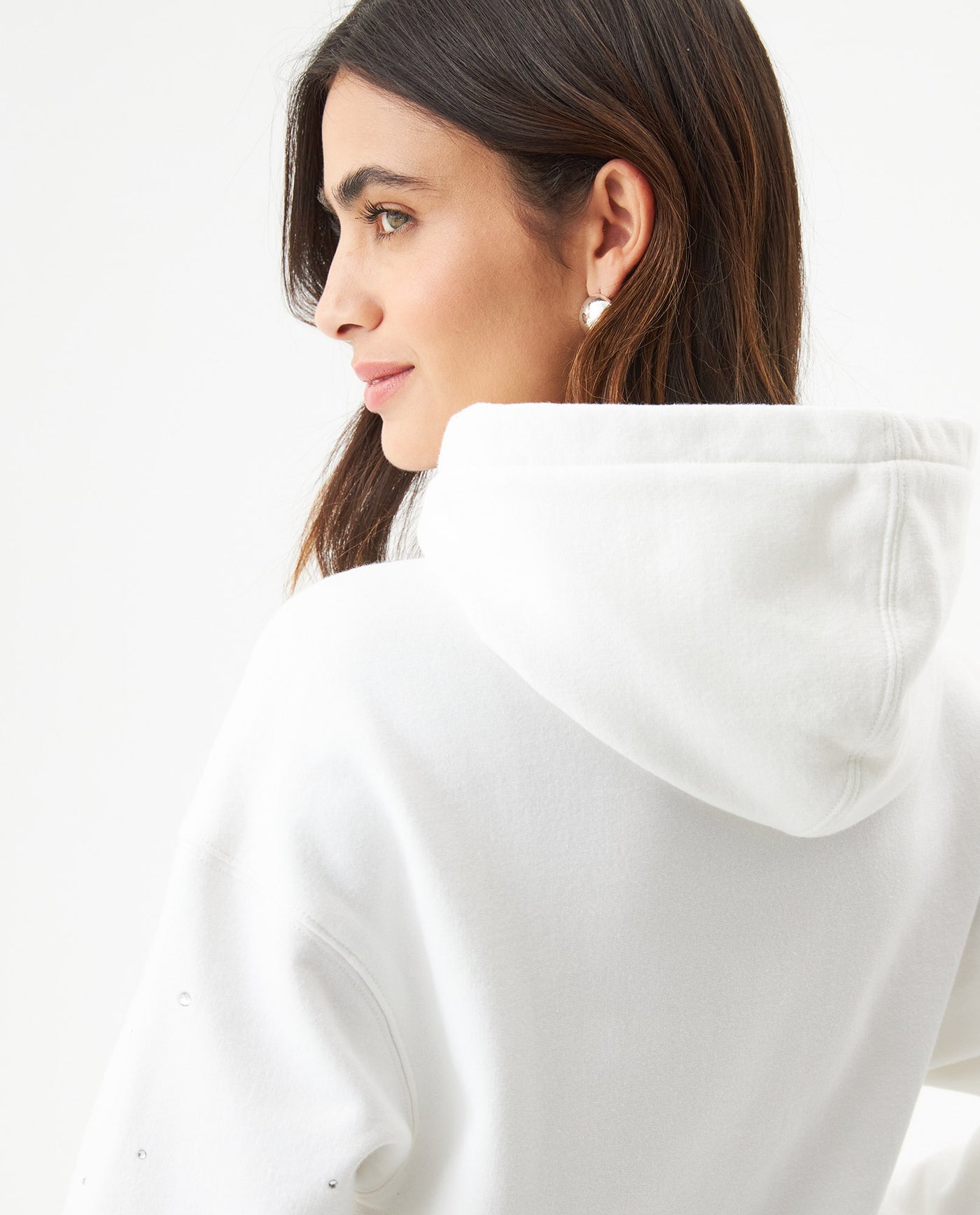 Women's Stone Accent Hooded Sweatshirt in Cotton-Polyester Blend, Ceremony - 6