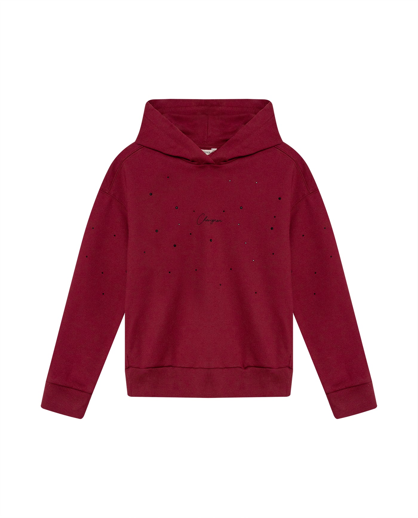 Women's Stone Accent Hooded Sweatshirt in Cotton-Polyester Blend, Ceremony - 1