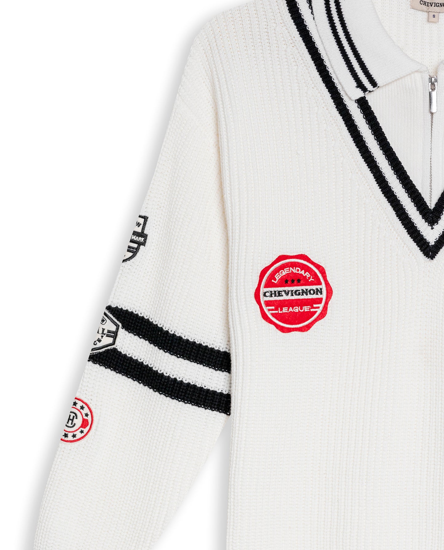 Womens Sweater Knit English Stitch Bomber Silhouette Cotton Varsity Appliqués - Raw 63_791H001_CRU110103_8