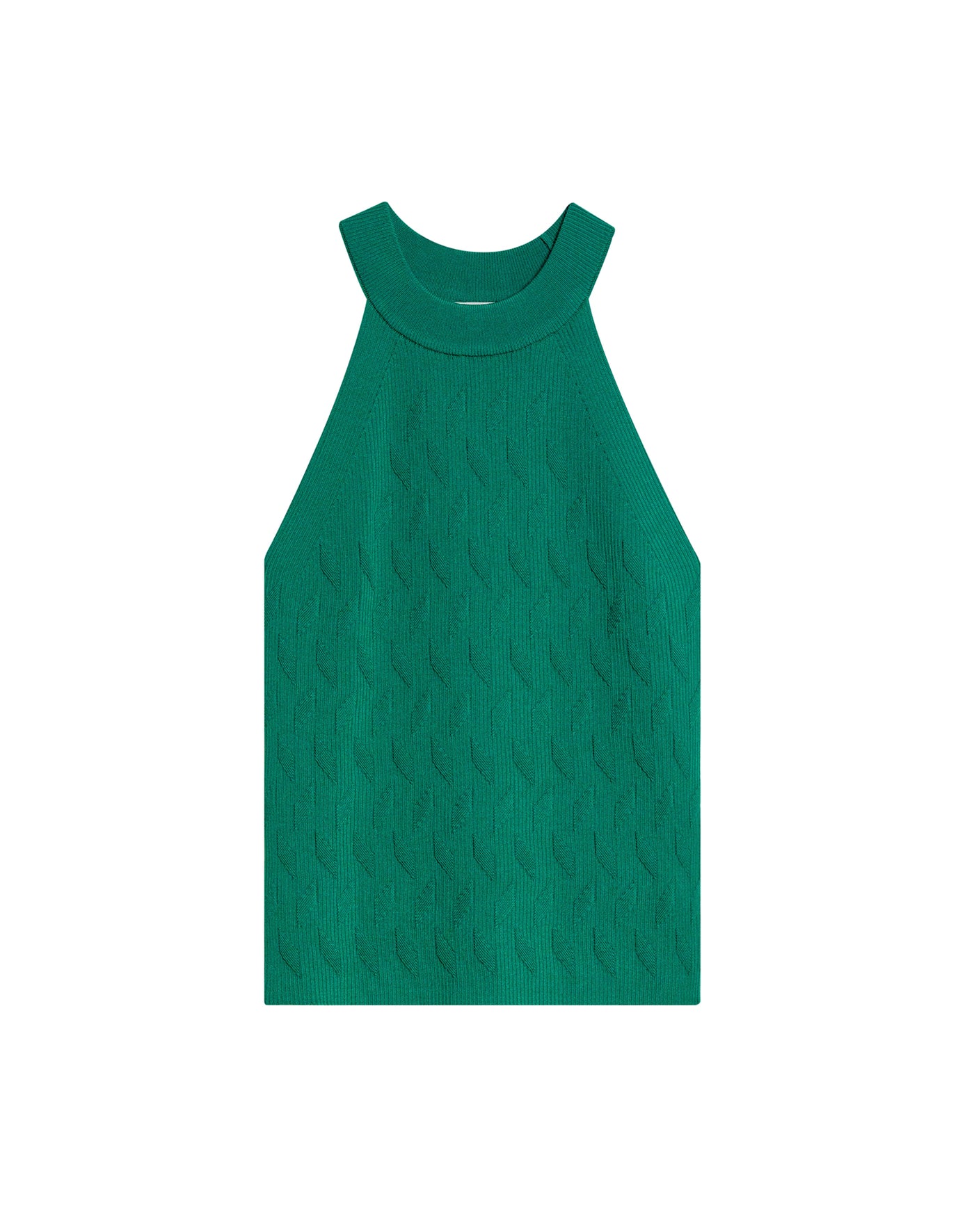 Womens Top Knit Mini Channel Halter Neck Viscose Blend - Green 63_791H002_VER170619_3