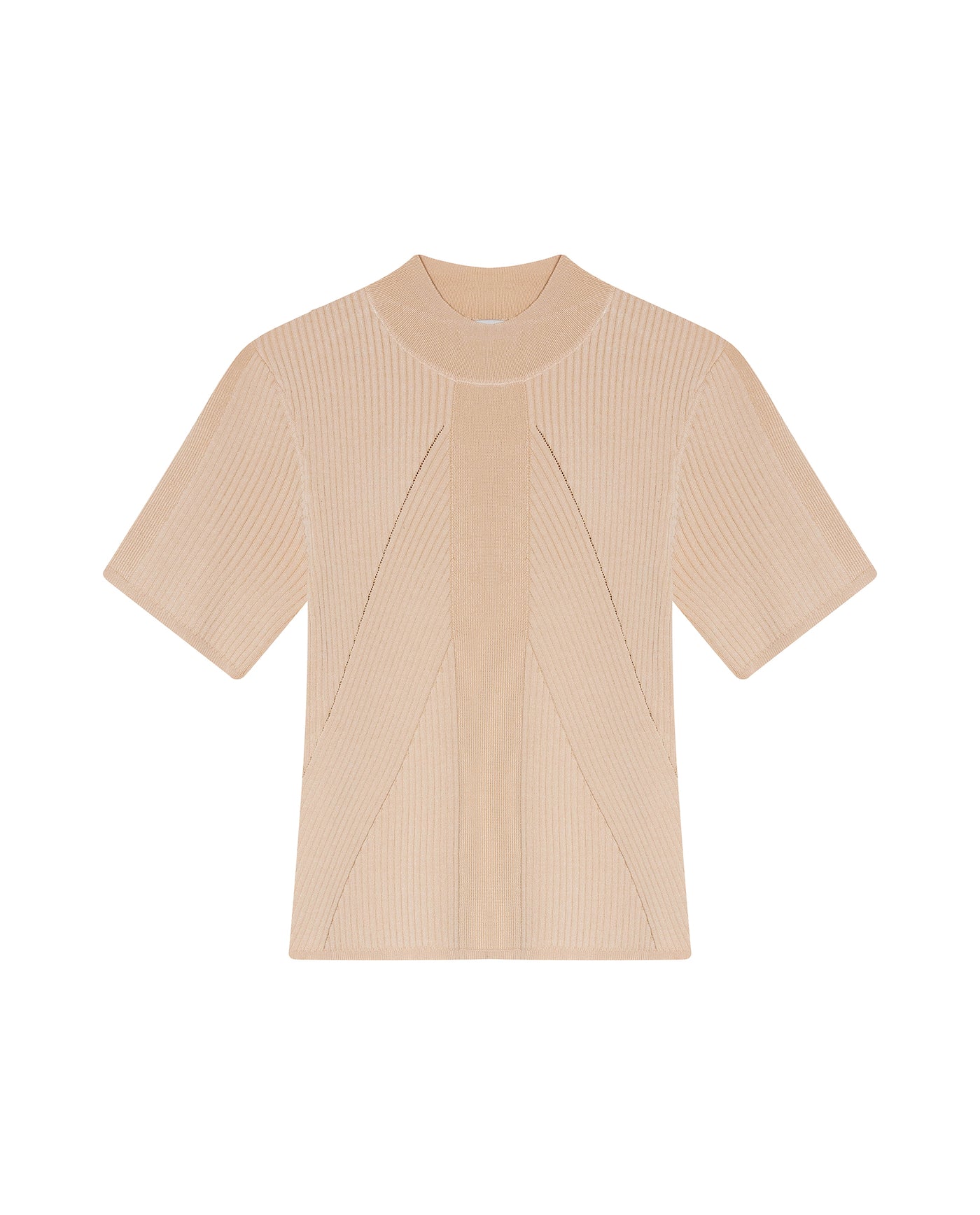 Womens Top Knit Ribbed Mandarin Collar Viscose Blend Super Lightweight Irregular Cuts Modern - Raw 63_791H006_CRU110103_3