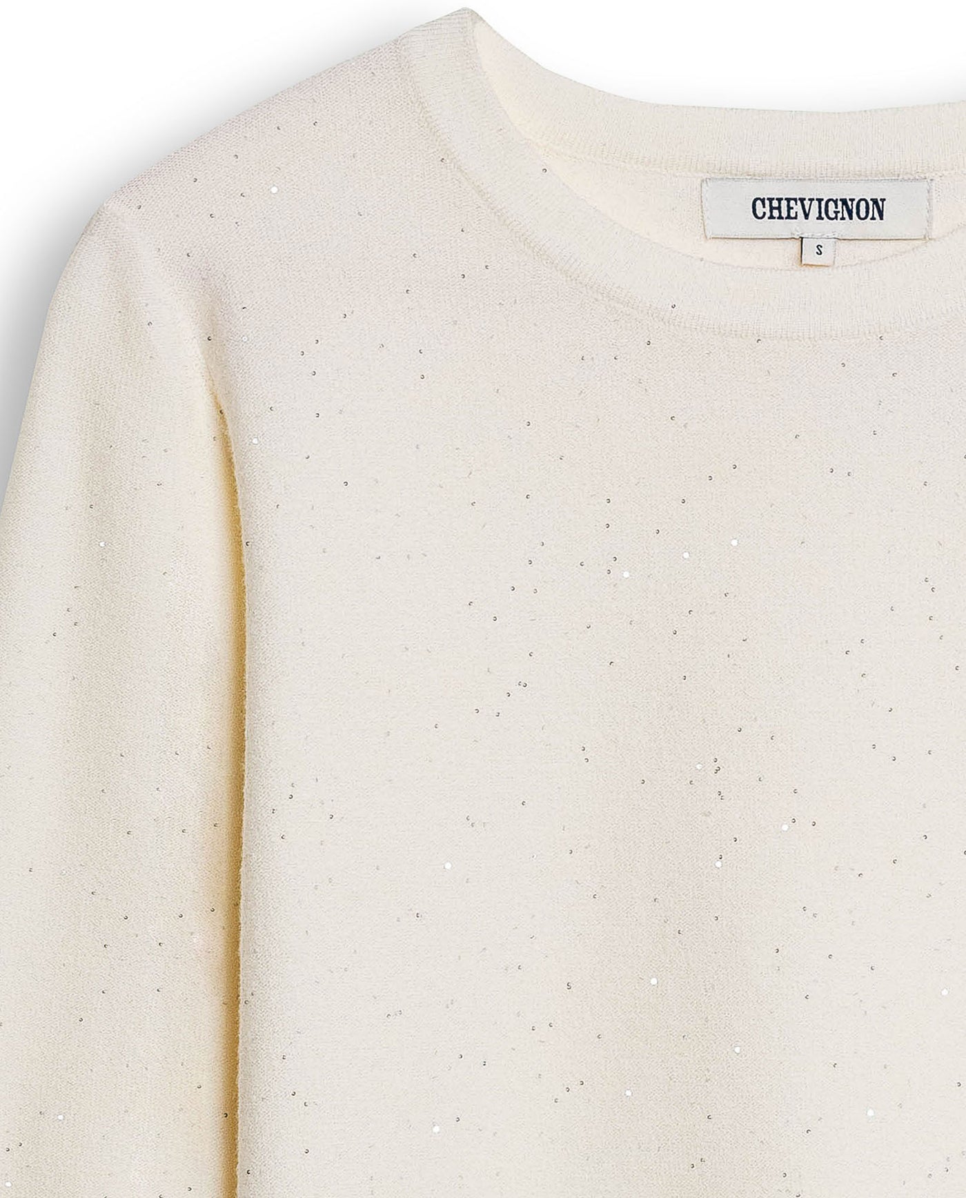Womens Sweater Knit Long Sleeve Crewneck Viscose Blend Mini Sequins Ultra Soft Subtle Shine - Raw 63_791H011_CRU110103_8