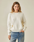 Women's Sweater Knit Acrylic Blend English Stitch Displaced Armhole Removable Pin Ribbed Cuffs - Mothers - Raw