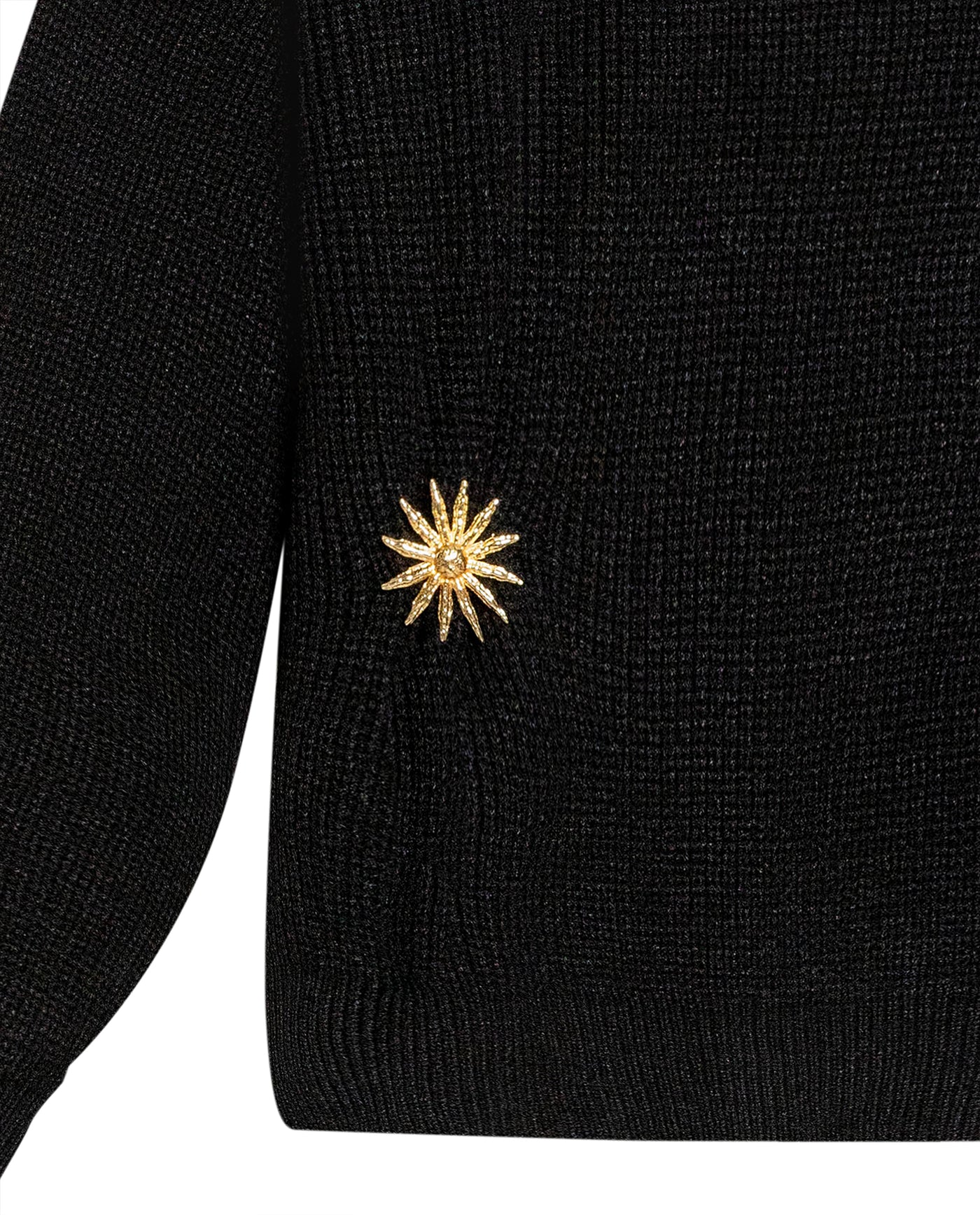 Womens Sweater Knit Acrylic Blend English Stitch Displaced Armhole Removable Pin Ribbed Cuffs - Mothers - Black 63_791H015_NEG194007_8