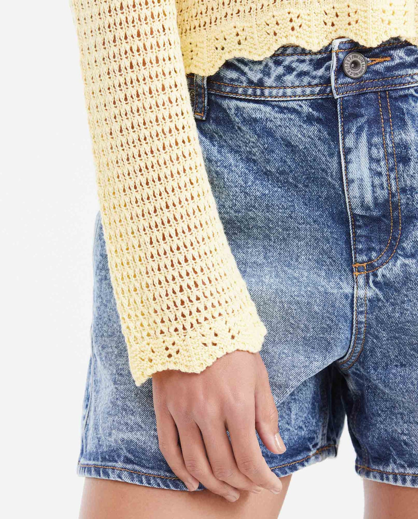 Women's Straight Fit Cardigan with Mixed Crochet Trim in Modal - 3