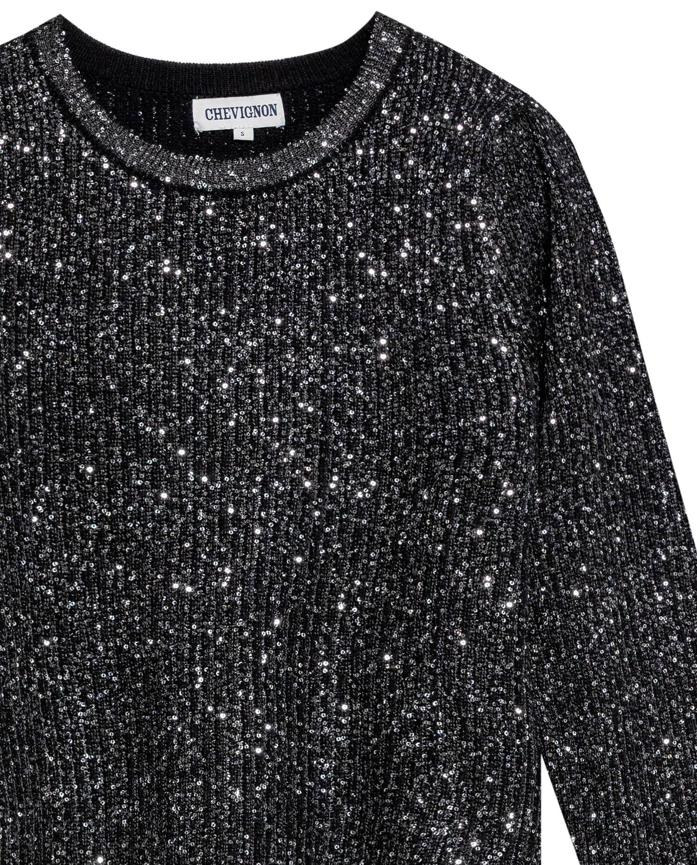 Women's 3D Architectural Sequined Sweater, Moonlight - 7