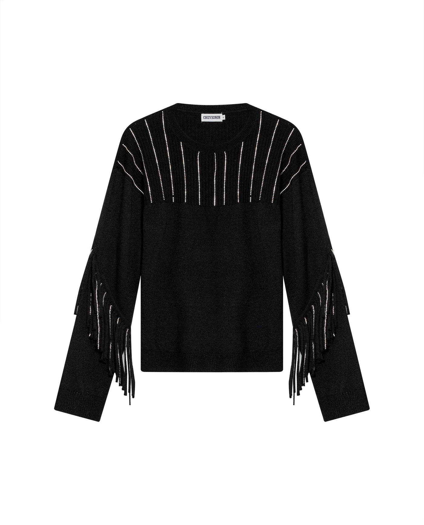 Women's Shiny Fringe Rock Sweater, Majestic - 3