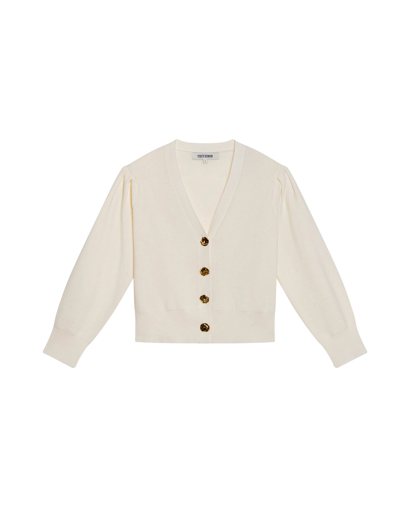 Women's Golden Button Bomber Knit Cardigan in Polyamide-Cotton Blend - 3