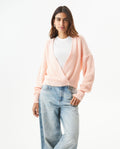 Women's English Stitch Wrap Cardigan in Acrylic-Modal Blend