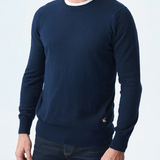 COTTON KNIT CREWNECK SWEATER IN NAVY