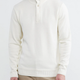 HENLY KNIT SWEATER WITH SUEDE ELBOW PATCHES IN WHITE