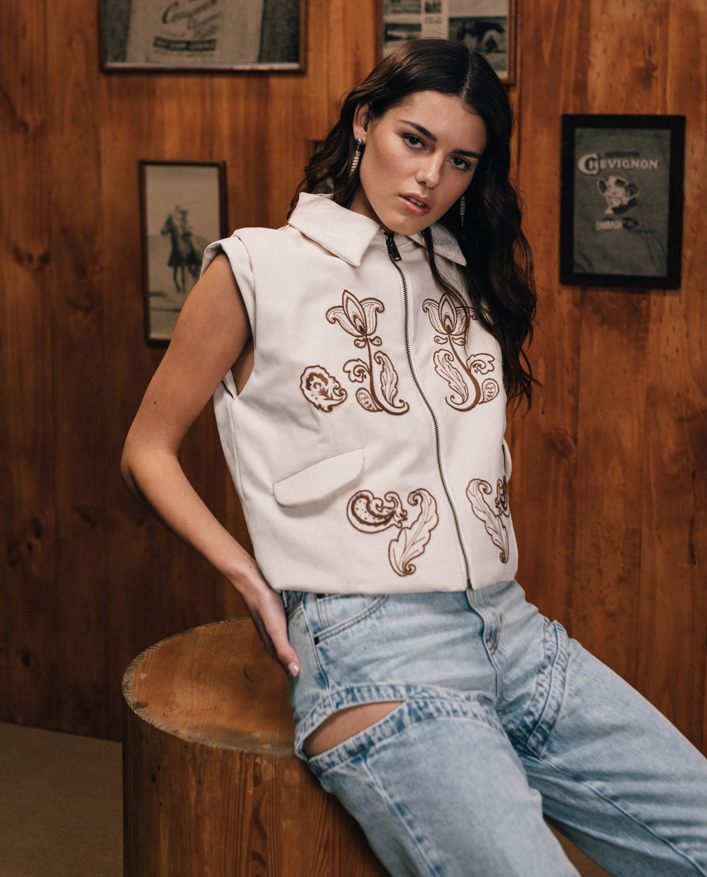 Women's Side Slit Wide Leg Mid Rise Jeans - Blue