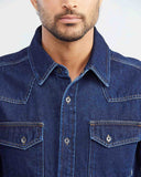 CHEMISE EN JEAN SLIM DÉLAVÉ FONCÉ