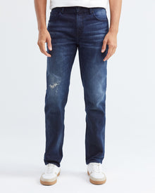 STRAIGHT FIT MID-RISE JEANS IN DARK WASH ST019