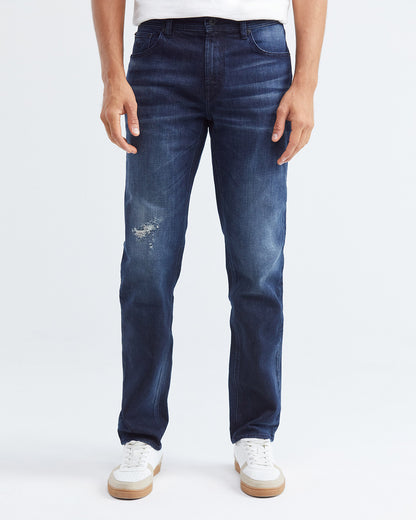 STRAIGHT FIT MID-RISE JEANS IN DARK WASH ST019