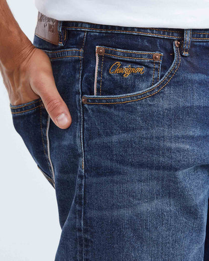 STRAIGHT FIT MID-RISE JEANS IN DARK WASH ST016