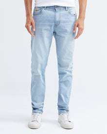JEAN TAILLE MI-HAUTE COUPE DROITE DÉLAVÉ CLAIR