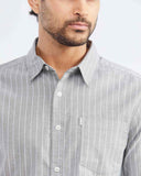 SLIM FIT STRIPES POCKET SHIRT IN GREEN