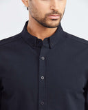 SLIM COTTON TEXTURE SHIRT IN BLACK