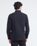 SLIM COTTON TEXTURE SHIRT IN BLACK