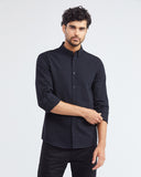 SLIM COTTON TEXTURE SHIRT IN BLACK