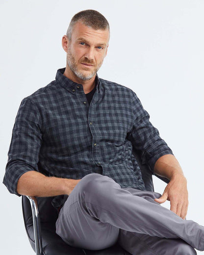 SLIM FIT PLAID SHIRT IN BLACK