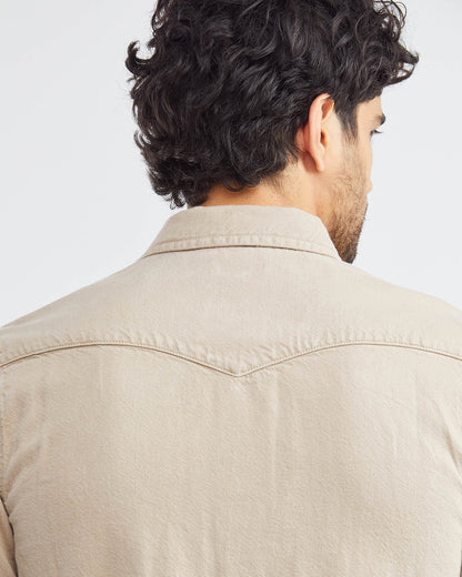 SLIM COTTON UTILITY SHIRT IN BEIGE