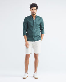BERMUDA LINEN SHORTS IN ECRU