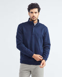 HIGH NECK ZIPPER SWEATER IN NAVY