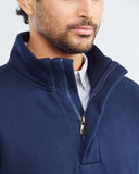 HIGH NECK ZIPPER SWEATER IN NAVY