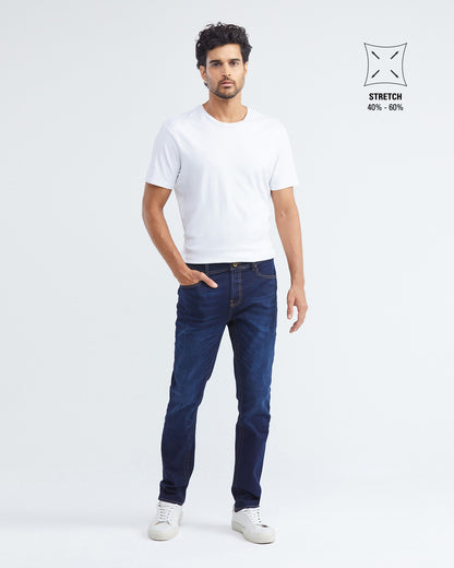 SLIM FIT MID-RISE JEANS IN DARK WASH SL008