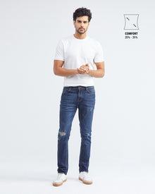 SLIM FIT MID-RISE JEANS IN DARK WASH SL0016