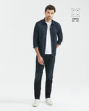 STRAIGHT FIT MID-RISE DARK JEANS IN ULTRA DARK WASH ST027