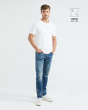 STRAIGHT FIT MID-RISE JEANS IN DARK WASH