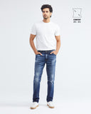 STRAIGHT FIT MID-RISE JEANS IN DARK WASH ST023