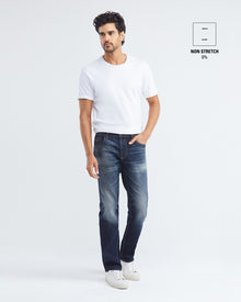 STRAIGHT FIT MID-RISE JEANS IN DARK WASH ST024