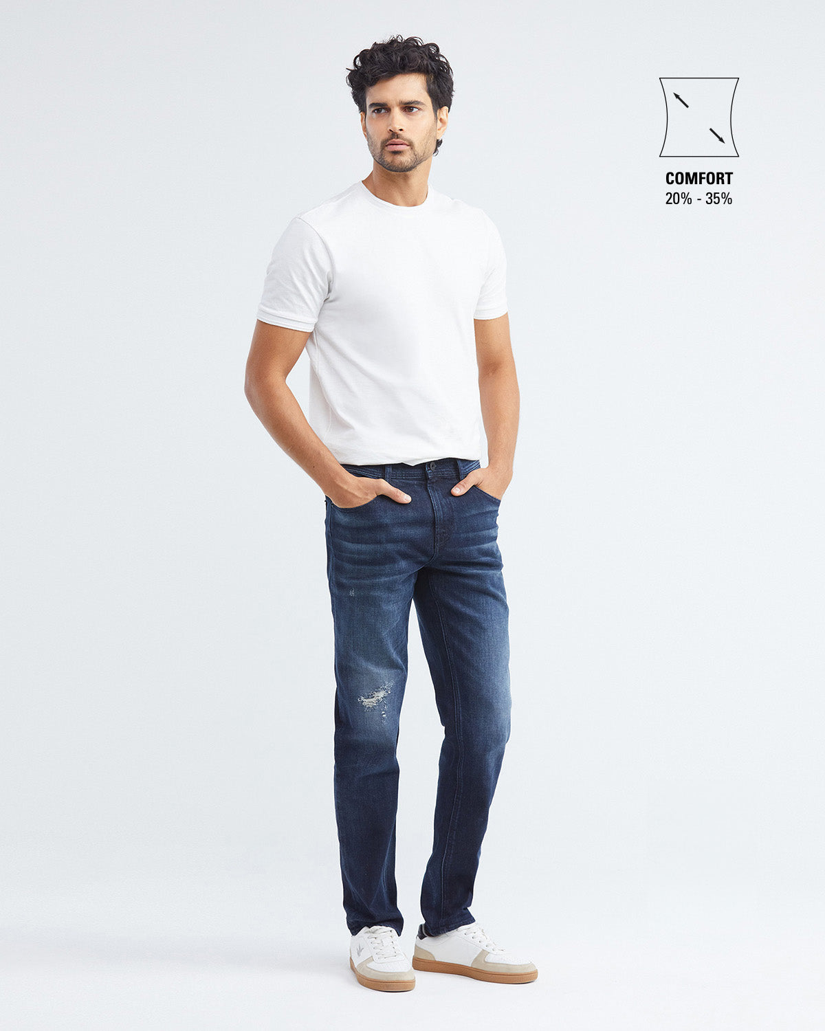 STRAIGHT FIT MID-RISE JEANS IN DARK WASH ST019