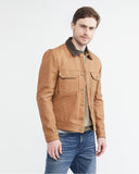 VESTE UTILITAIRE EN CUIR OCRE